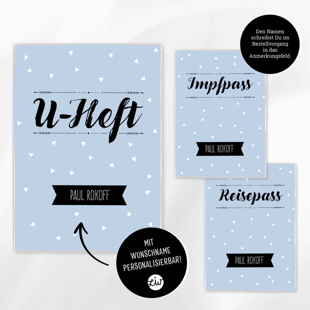 Personalisierte U-Heft- & Impfpasshülle, Set – Schutzhülle mit Namen – Geschenk zur Geburt – DIN A5/ DIN B7 - Image 2