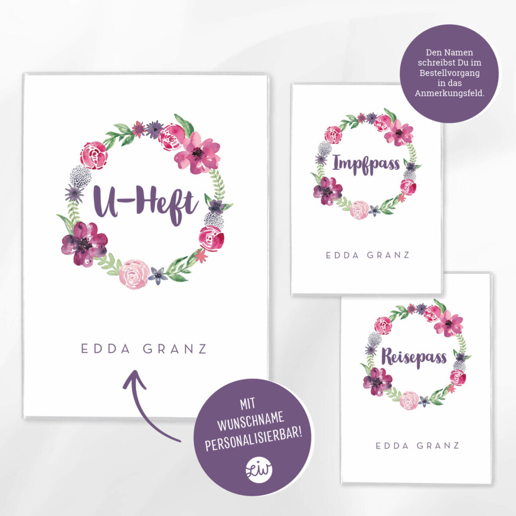Personalisierte U-Heft- & Impfpasshülle, Set – Schutzhülle mit Namen – Geschenk zur Geburt – DIN A5/ DIN B7 - Image 2