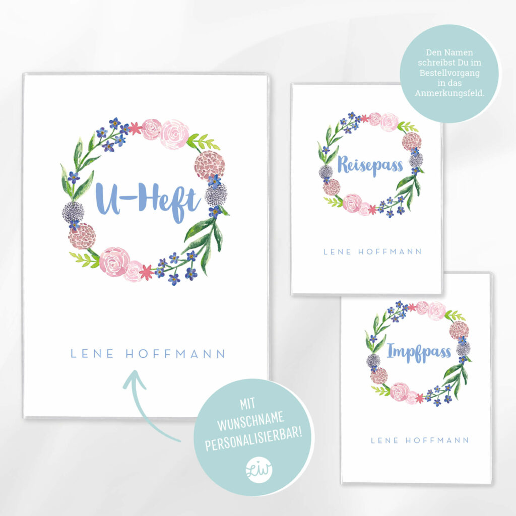 Personalisierte U-Heft- & Impfpasshülle, Set – Schutzhülle mit Namen – Geschenk zur Geburt – DIN A5/ DIN B7 - Image 2