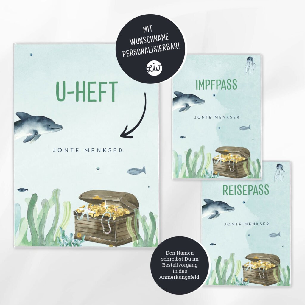 Personalisierte U-Heft- & Impfpasshülle, Set – Schutzhülle mit Namen – Geschenk zur Geburt – DIN A5/ DIN B7 - Image 2