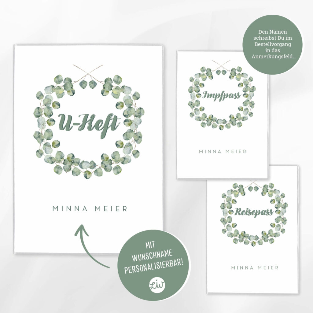 Personalisierte U-Heft- & Impfpasshülle, Set – Schutzhülle mit Namen – Geschenk zur Geburt – DIN A5/ DIN B7 - Image 2
