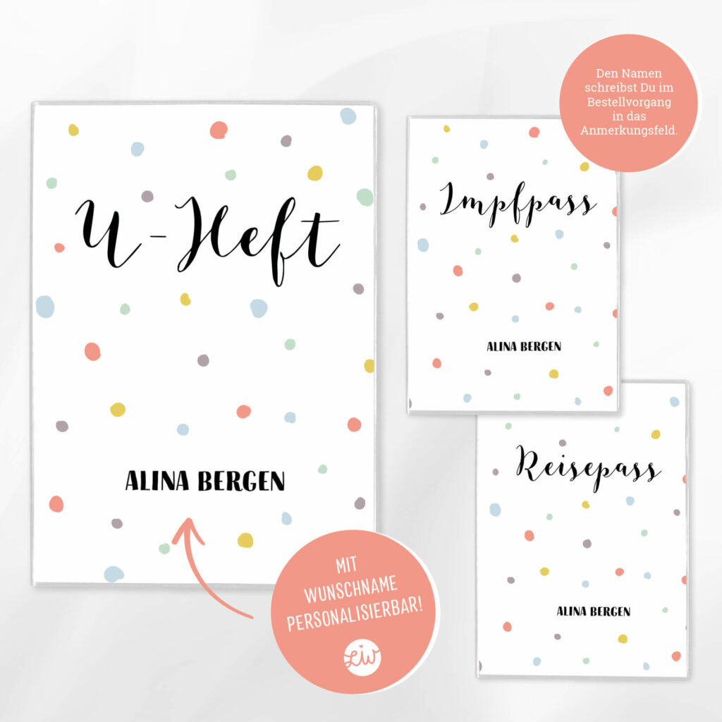 Personalisierte U-Heft- & Impfpasshülle, Set – Schutzhülle mit Namen – Geschenk zur Geburt – DIN A5/ DIN B7 - Image 2