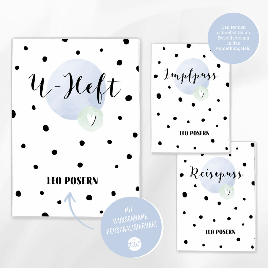 Personalisierte U-Heft- & Impfpasshülle, Set – Schutzhülle mit Namen – Geschenk zur Geburt – DIN A5/ DIN B7 - Image 2