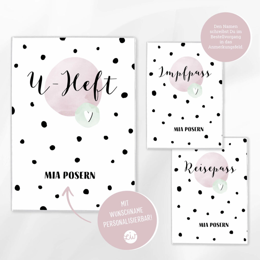 Personalisierte U-Heft- & Impfpasshülle, Set – Schutzhülle mit Namen – Geschenk zur Geburt – DIN A5/ DIN B7 - Image 2
