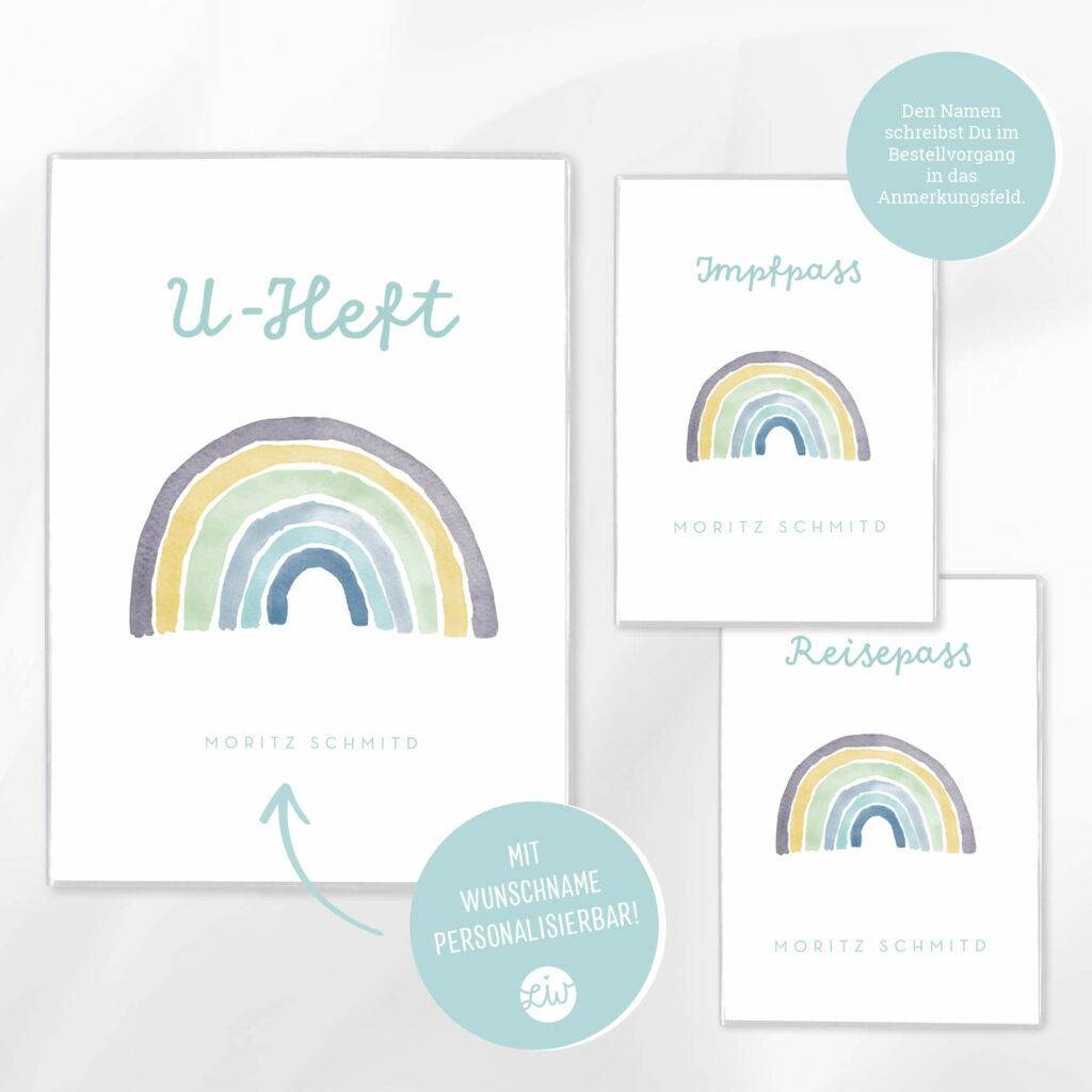 Personalisierte U-Heft- & Impfpasshülle, Set – Schutzhülle mit Namen – Geschenk zur Geburt – DIN A5/ DIN B7 - Image 2
