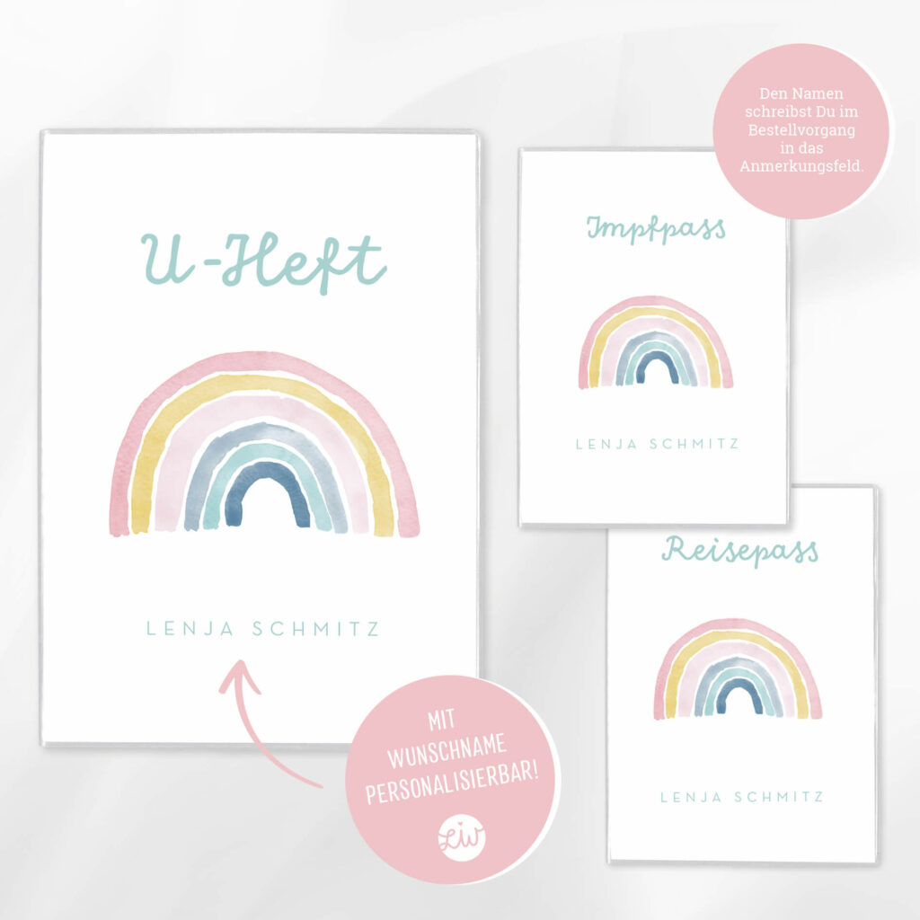 Personalisierte U-Heft- & Impfpasshülle, Set – Schutzhülle mit Namen – Geschenk zur Geburt – DIN A5/ DIN B7 - Image 2