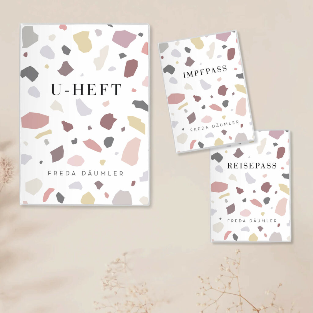 Personalisierte U-Heft- & Impfpasshülle, Set – Schutzhülle mit Namen – Geschenk zur Geburt – DIN A5/ DIN B7