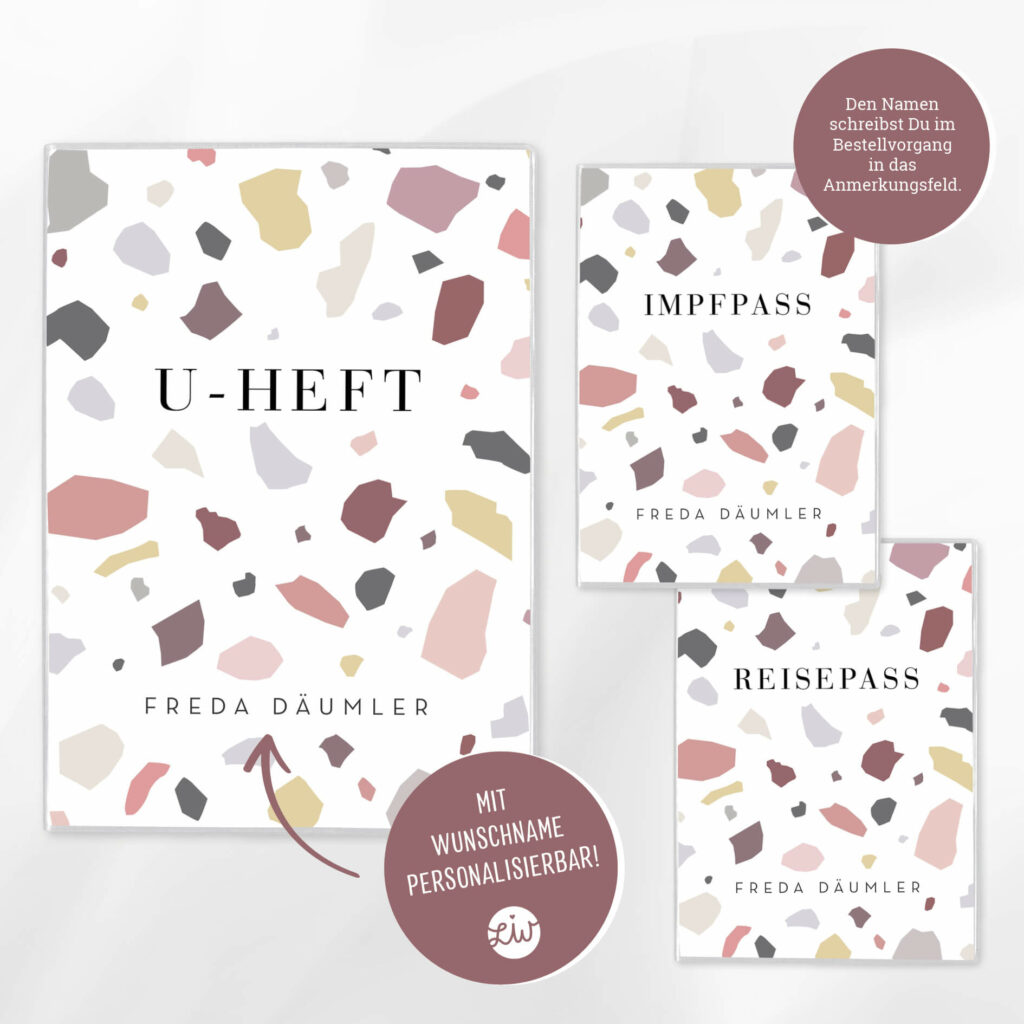 Personalisierte U-Heft- & Impfpasshülle, Set – Schutzhülle mit Namen – Geschenk zur Geburt – DIN A5/ DIN B7 - Image 2