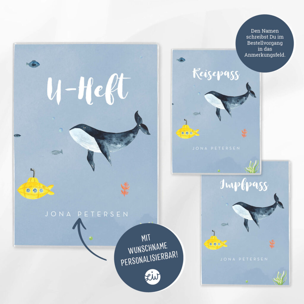 Personalisierte U-Heft- & Impfpasshülle, Set – Schutzhülle mit Namen – Geschenk zur Geburt – DIN A5/ DIN B7 - Image 2