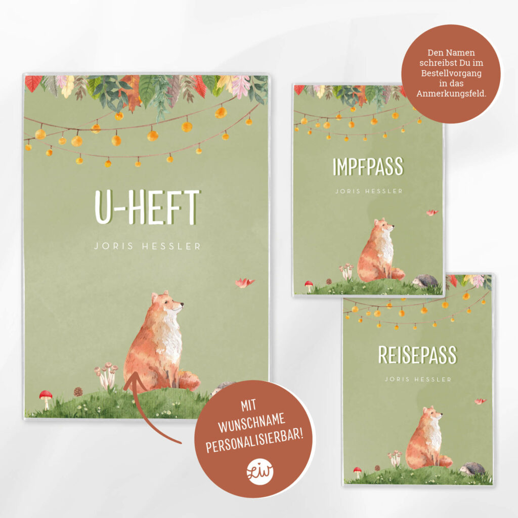 Personalisierte U-Heft- & Impfpasshülle, Set – Schutzhülle mit Namen – Geschenk zur Geburt – DIN A5/ DIN B7 - Image 2