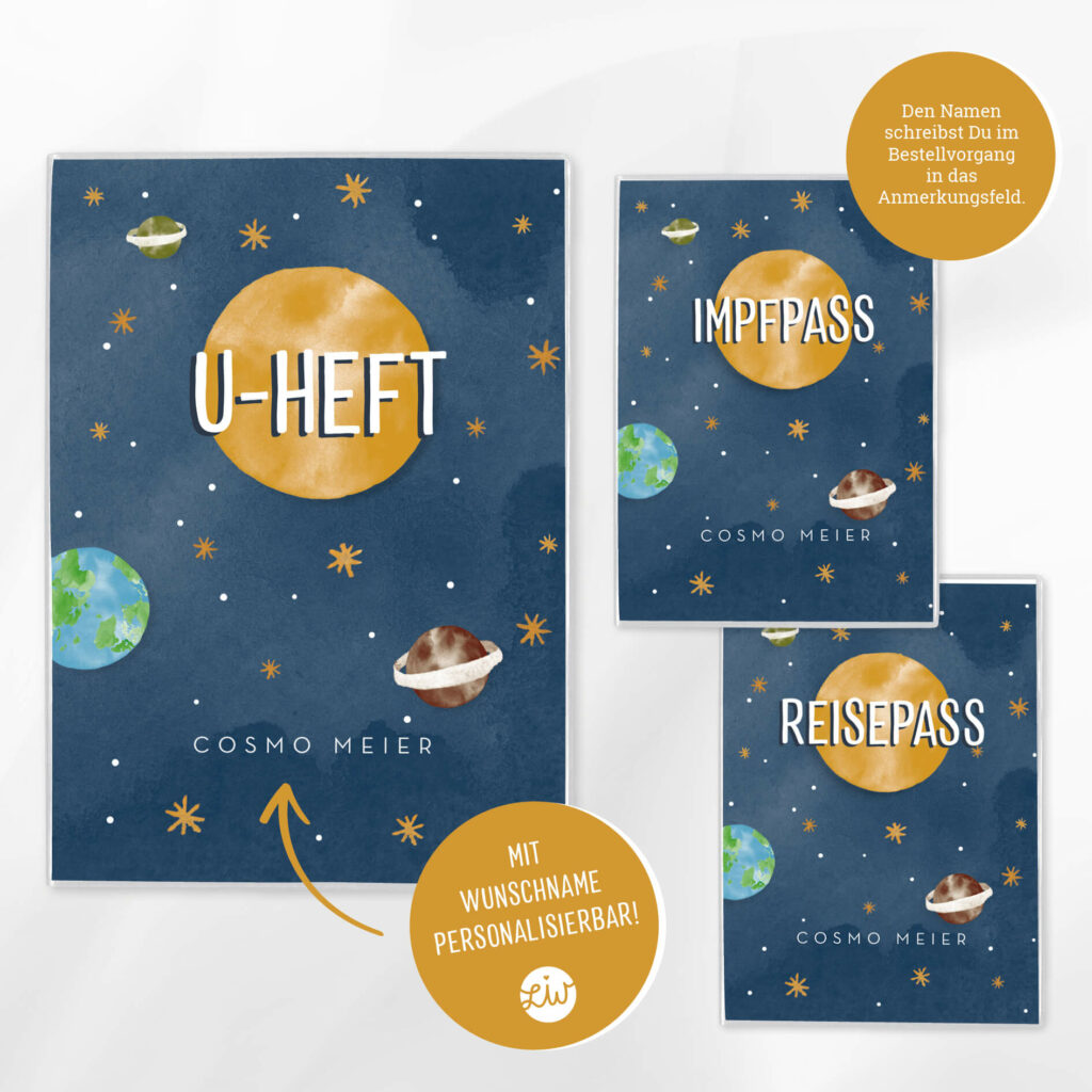 Personalisierte U-Heft- & Impfpasshülle, Set – Schutzhülle mit Namen – Geschenk zur Geburt – DIN A5/ DIN B7 - Image 2