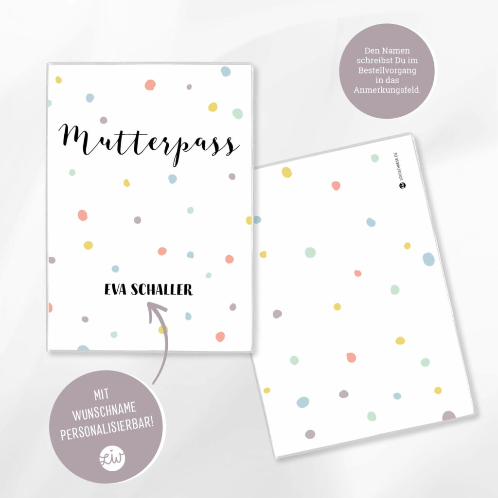 Mutterpasshülle personalisiert mit Namen – Hülle Mutterpass  – Geschenk zur Schwangerschaft  – Schutzhülle Mutterpass - Image 5