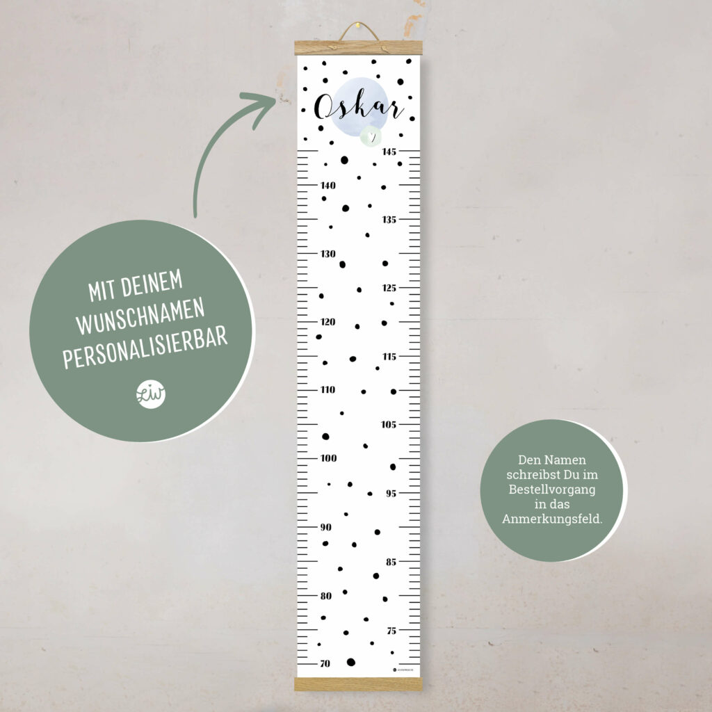 Personalisierte Messlatte für's Kinderzimmer – Geschenk zur Geburt – Messlatte mit Namen – Junge - Image 2