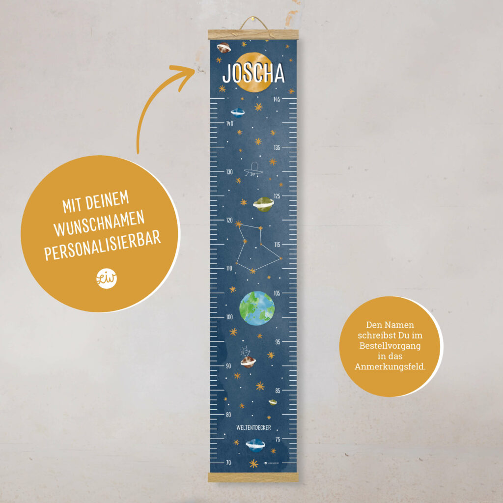 Personalisierte Messlatte für's Kinderzimmer – Geschenk zur Geburt – Messlatte mit Namen – Mädchen/ Junge - Image 3