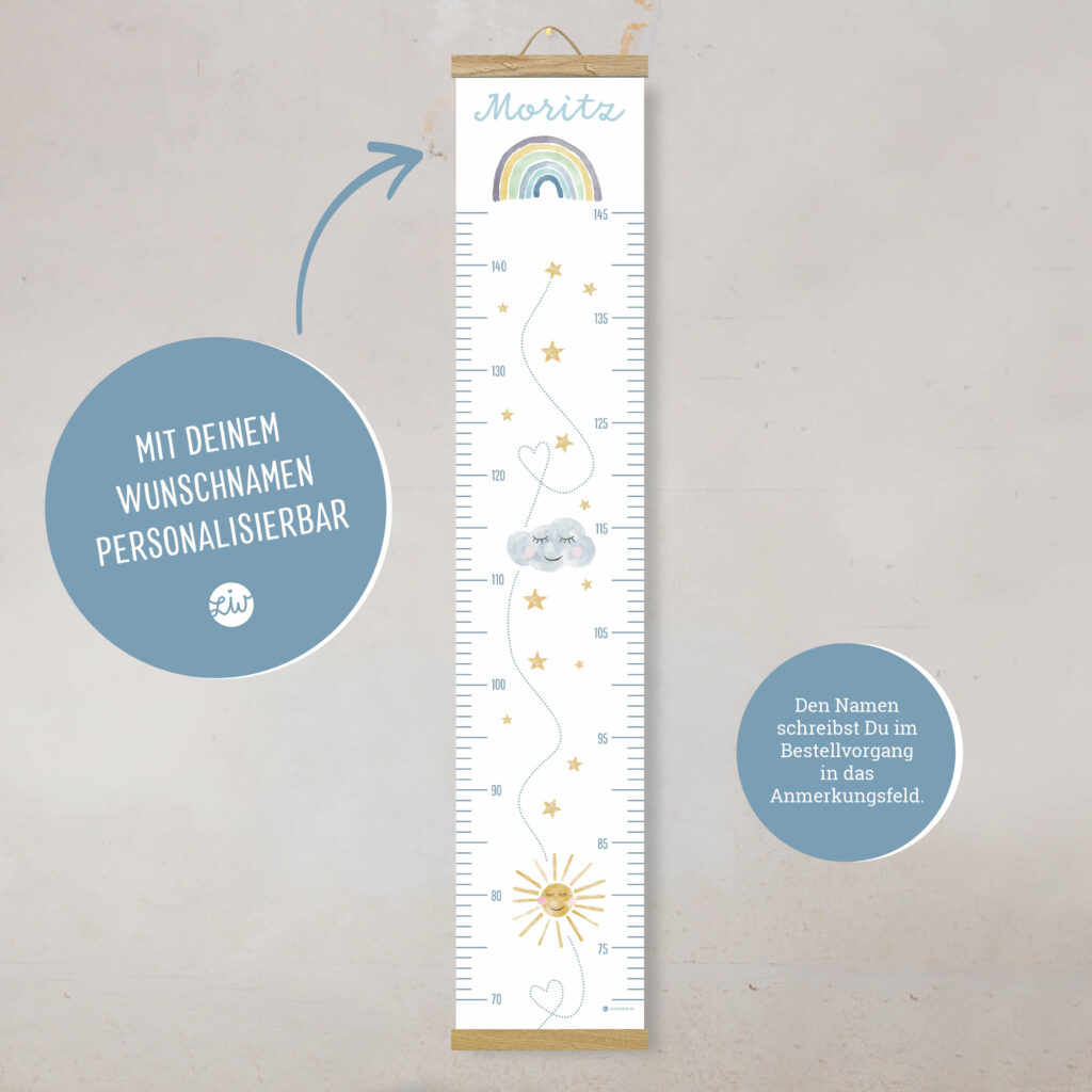 Personalisierte Messlatte für's Kinderzimmer – Geschenk zur Geburt – Messlatte mit Namen – Mädchen/ Junge - Image 2