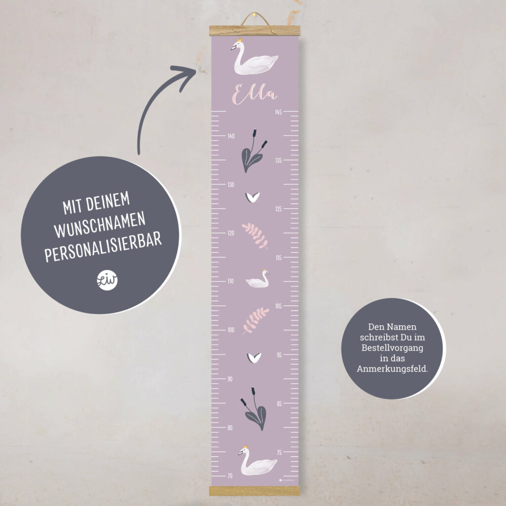 Personalisierte Messlatte für's Kinderzimmer – Geschenk zur Geburt – Messlatte mit Namen – Mädchen - Image 3