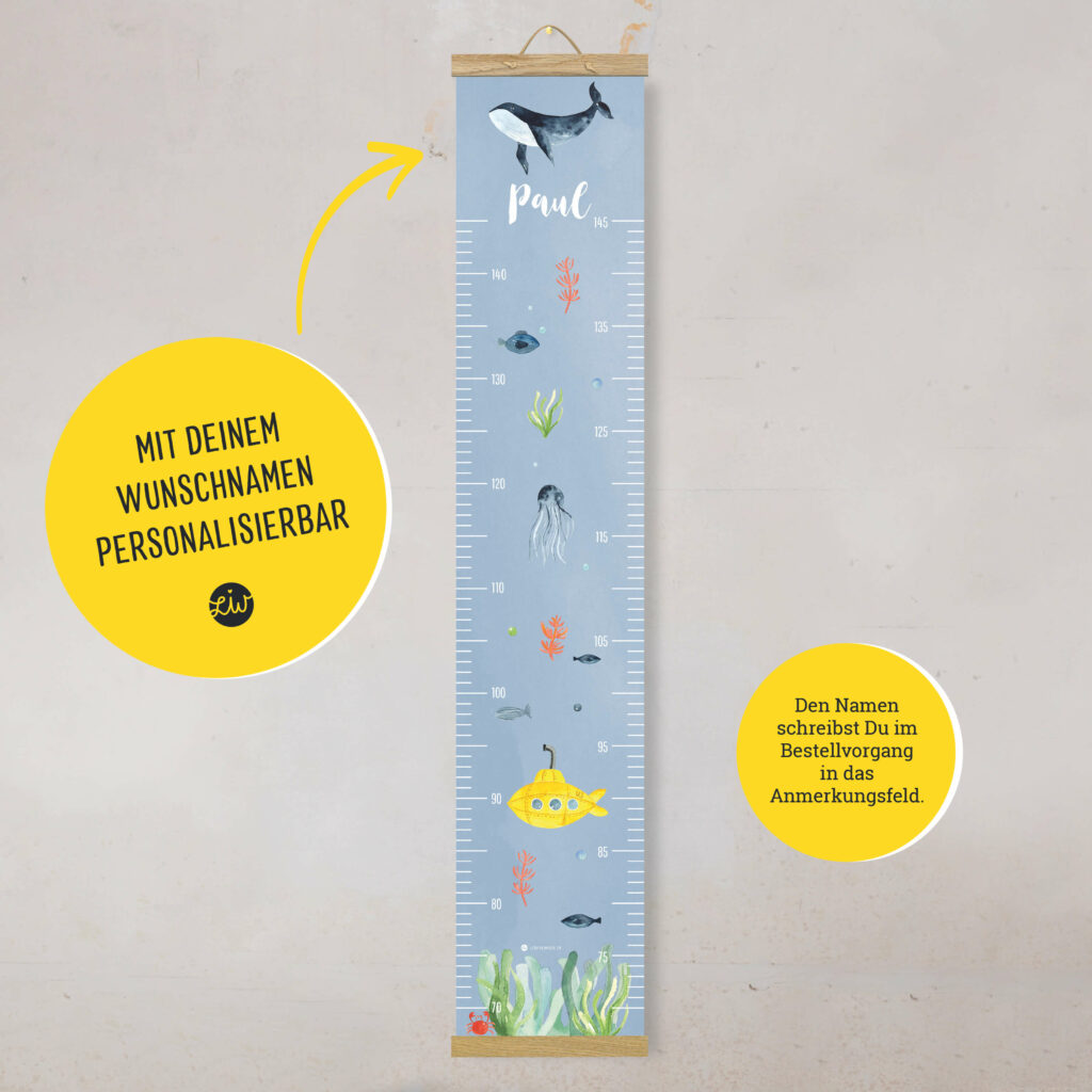 Personalisierte Messlatte für's Kinderzimmer – Geschenk zur Geburt – Messlatte mit Namen – Mädchen/ Junge - Image 2