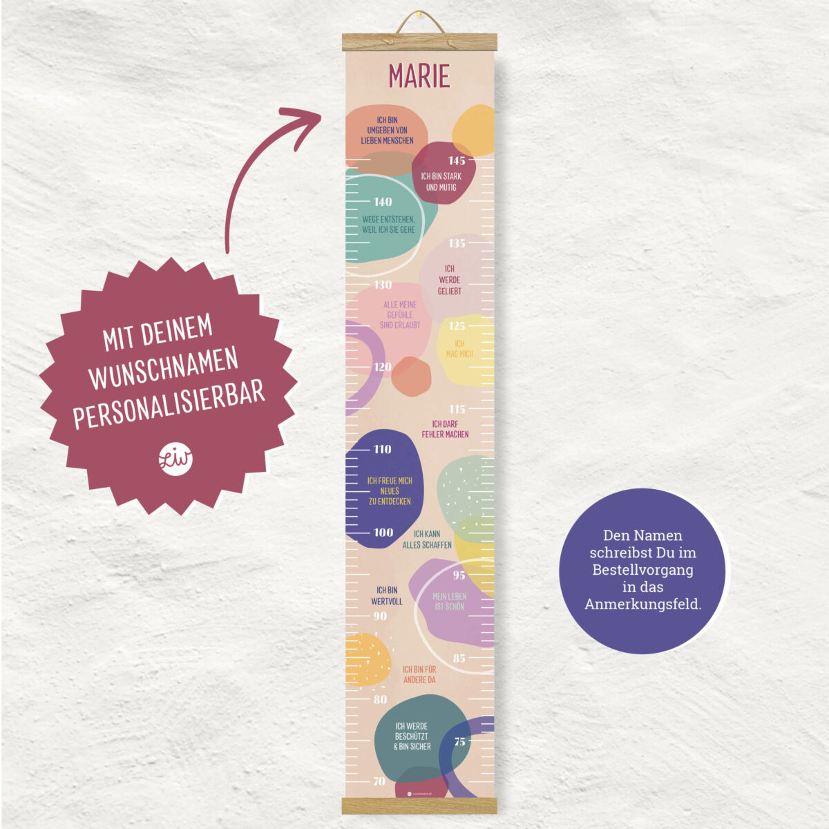 Personalisierte Messlatte für's Kinderzimmer – Geschenk zur Geburt – Messlatte mit Namen – Mädchen/ Junge - Image 4