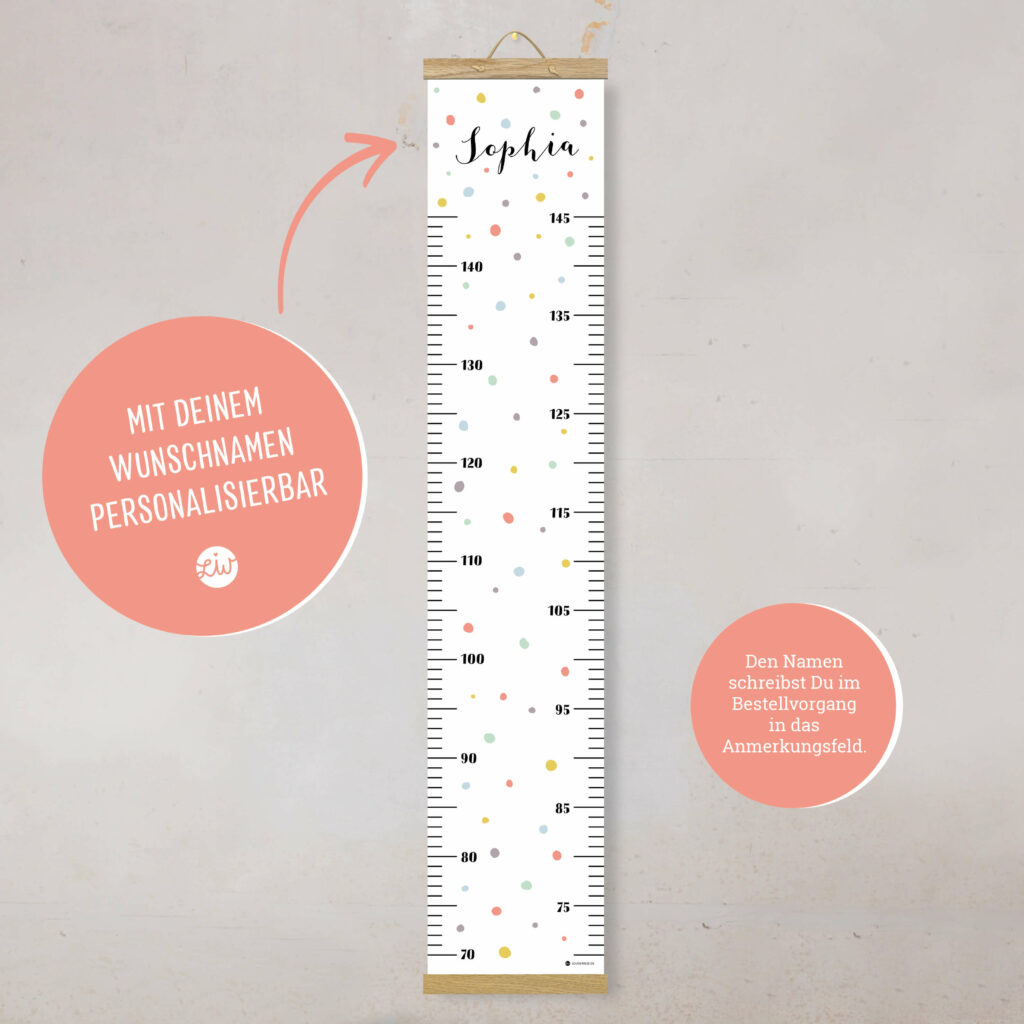 Personalisierte Messlatte für's Kinderzimmer – Geschenk zur Geburt – Messlatte mit Namen – Mädchen/ Junge - Image 3