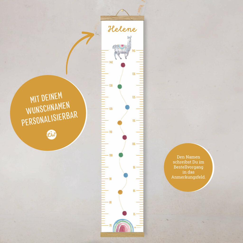 Personalisierte Messlatte für's Kinderzimmer – Geschenk zur Geburt – Messlatte mit Namen – Mädchen/ Junge - Image 3