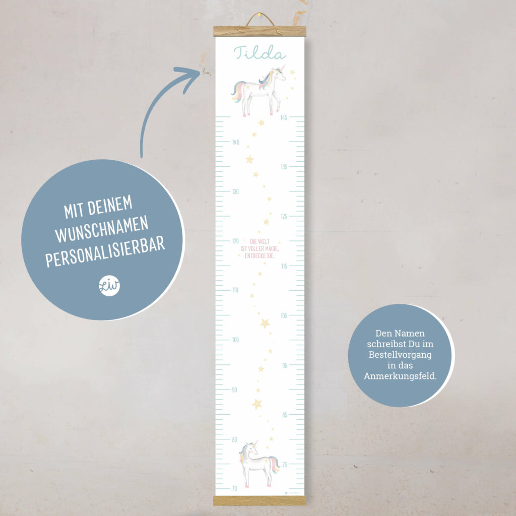 Personalisierte Messlatte für's Kinderzimmer – Geschenk zur Geburt – Messlatte mit Namen – Mädchen - Image 2
