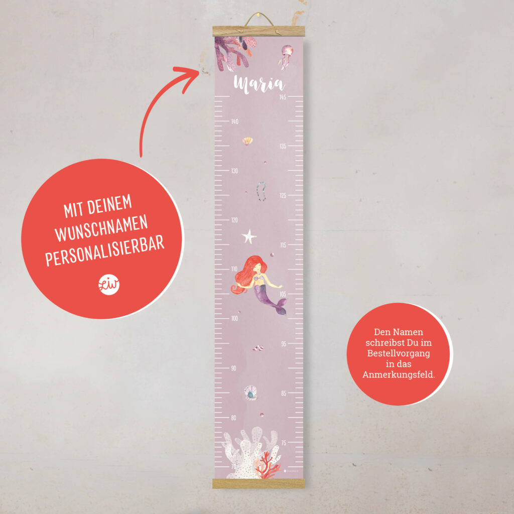 Personalisierte Messlatte für's Kinderzimmer – Geschenk zur Geburt – Messlatte mit Namen – Mädchen - Image 3
