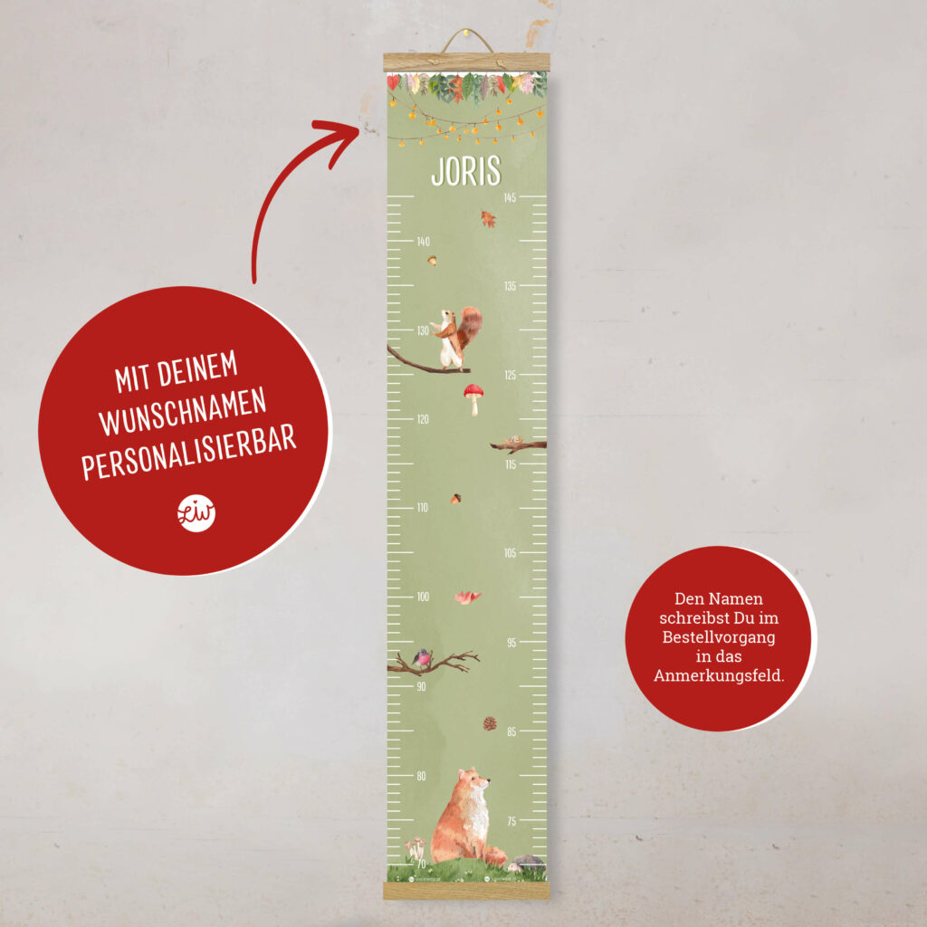 Personalisierte Messlatte für's Kinderzimmer – Geschenk zur Geburt – Messlatte mit Namen – Mädchen/ Junge - Image 2