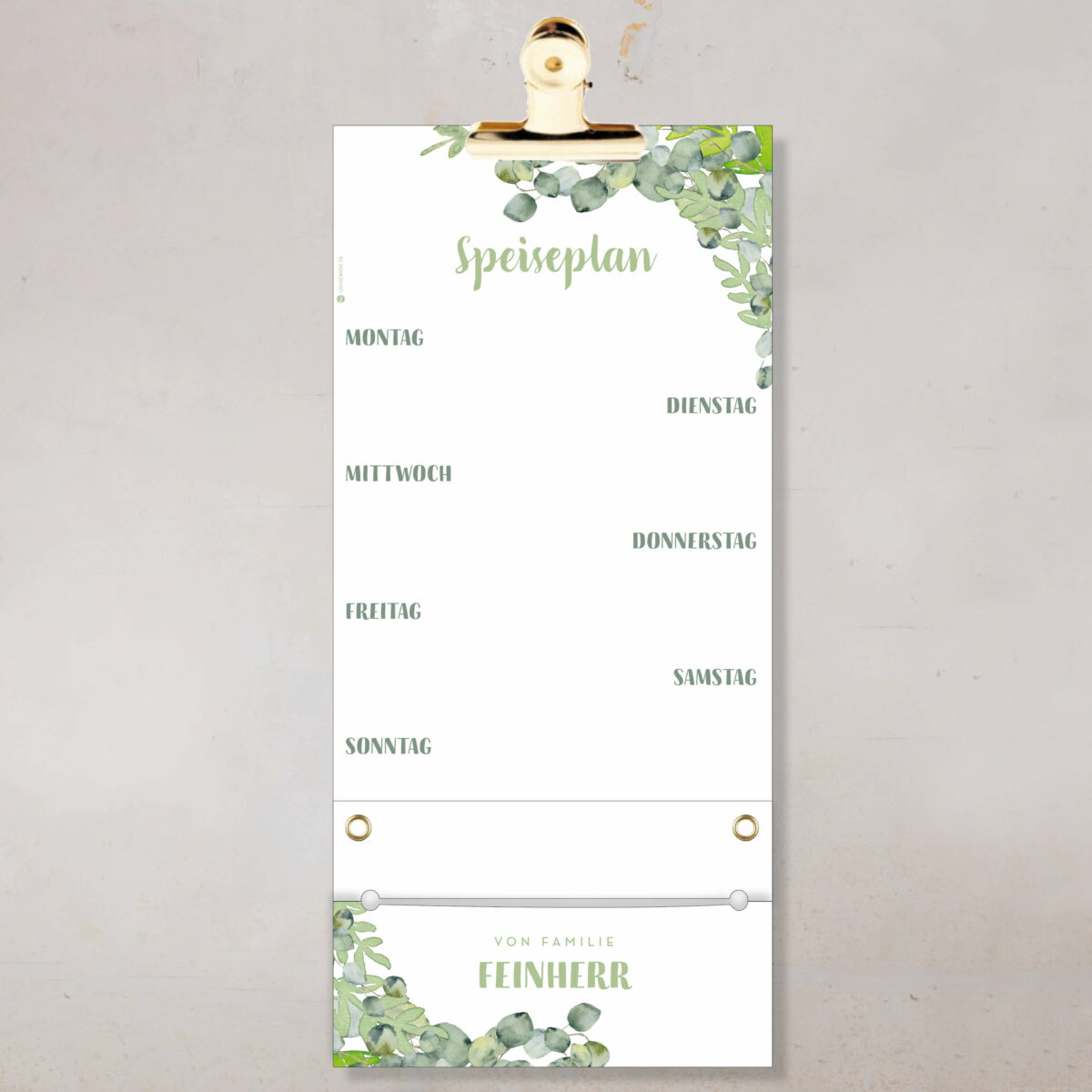 Speiseplan – Personalisierter Wochenplaner für Familien – Essensplan mit Kärtchen & Klammern - Image 3