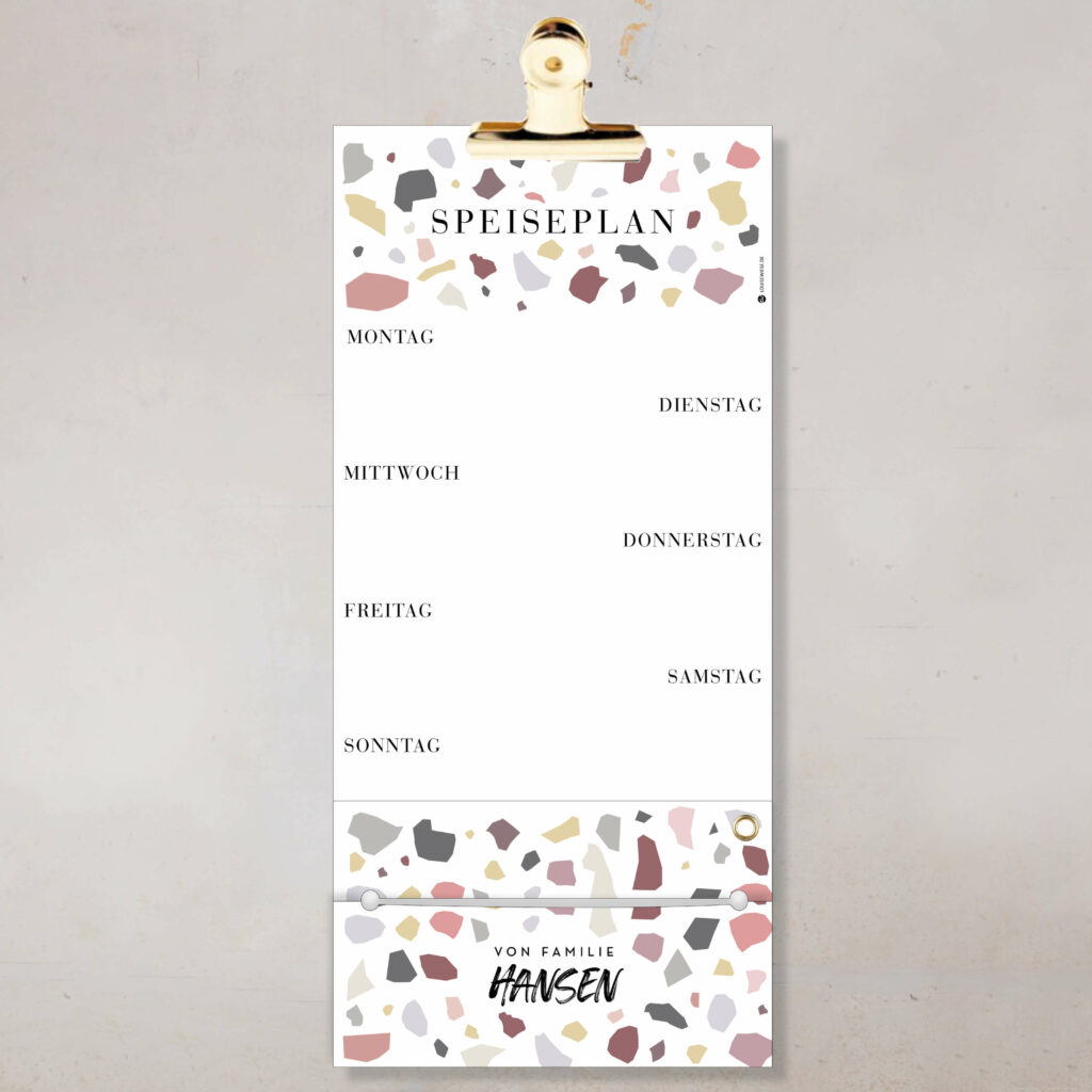 Speiseplan – Personalisierter Wochenplaner für Familien – Essensplan mit Kärtchen & Klammern - Image 3