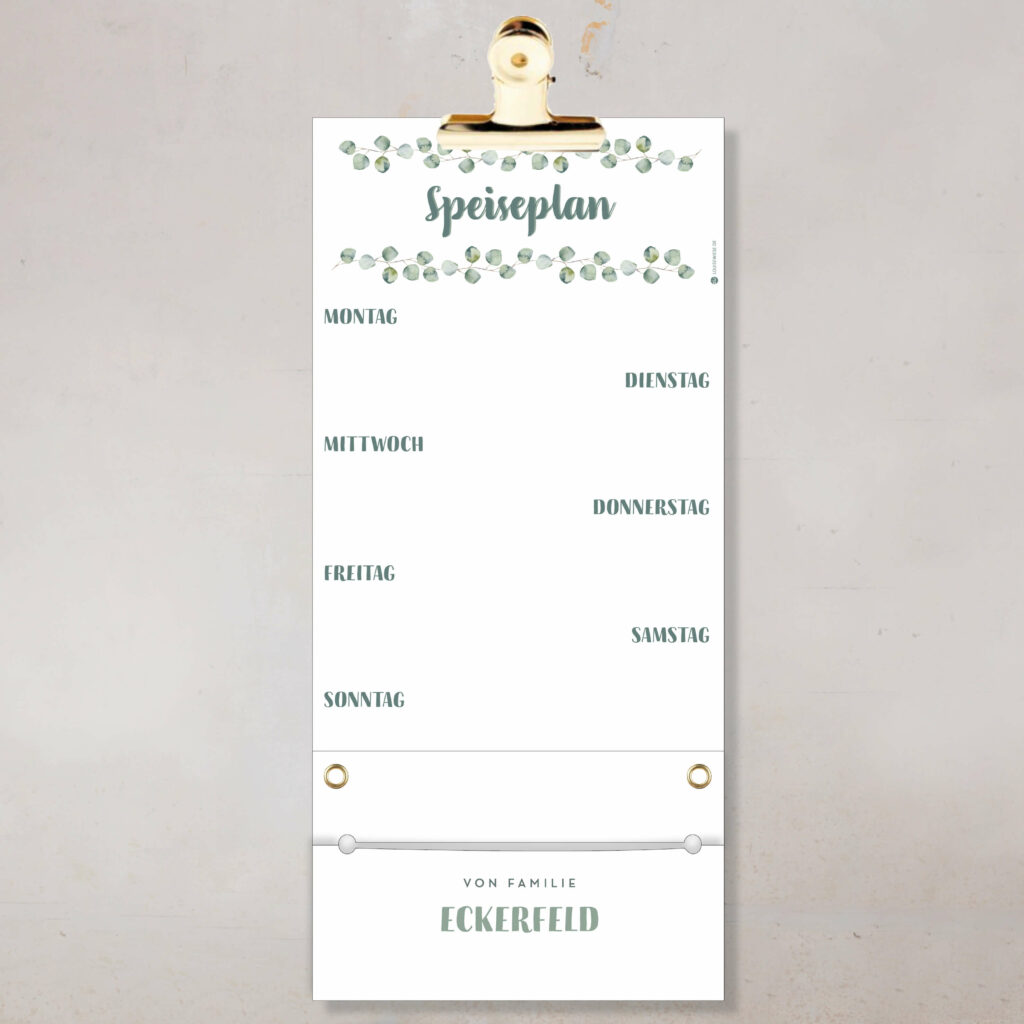 Speiseplan – Personalisierter Wochenplaner für Familien – Essensplan mit Kärtchen & Klammern - Image 3