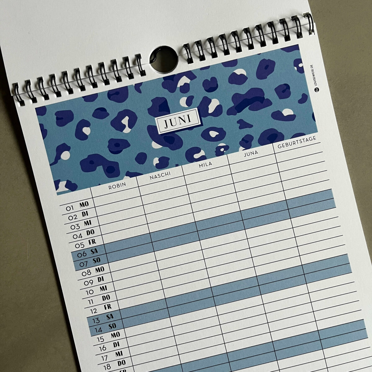 Familienkalender 2026 personalisiert , Wandkalender A4/A3 mit Namen, 1-6 Spalten - Image 5