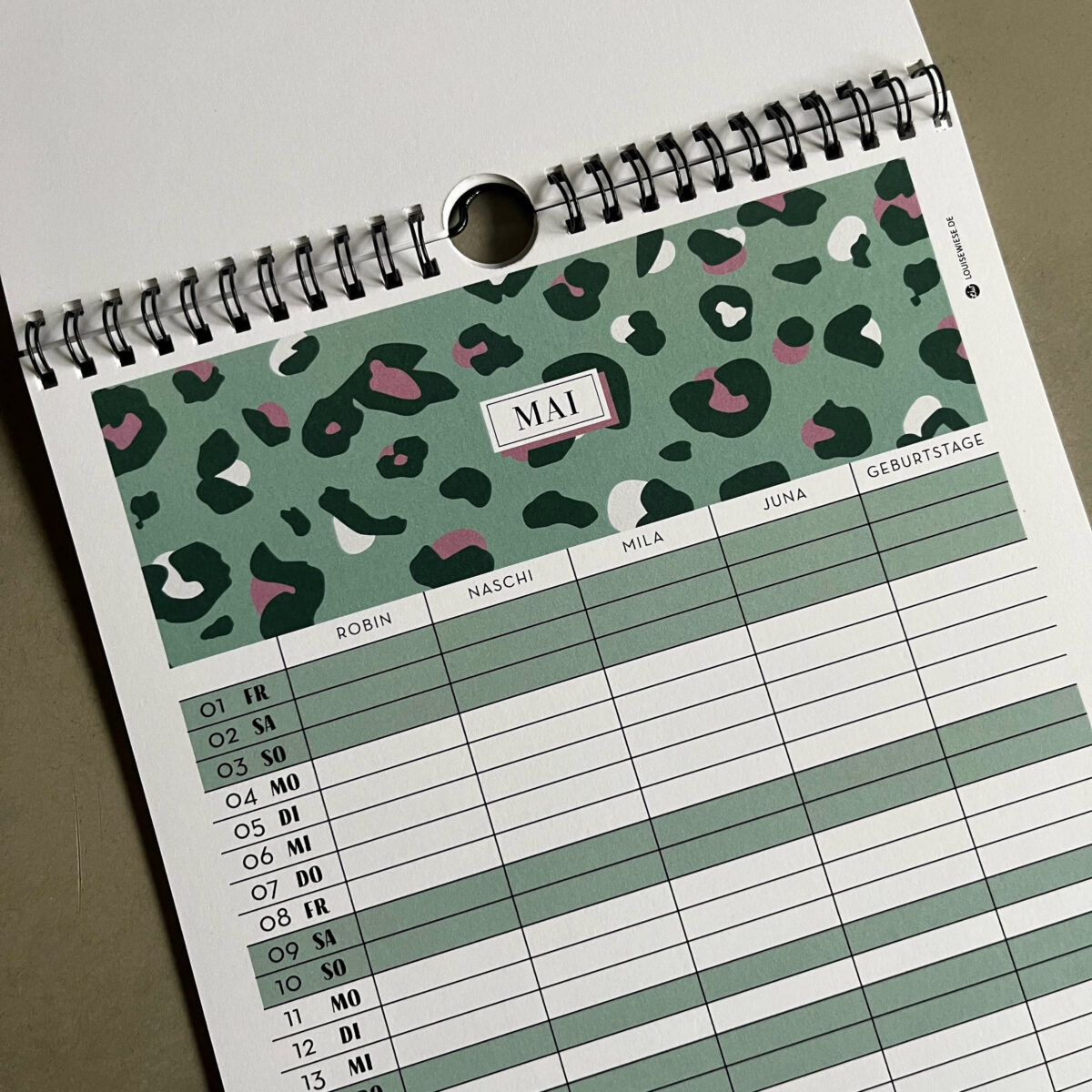 Familienkalender 2026 personalisiert , Wandkalender A4/A3 mit Namen, 1-6 Spalten - Image 6