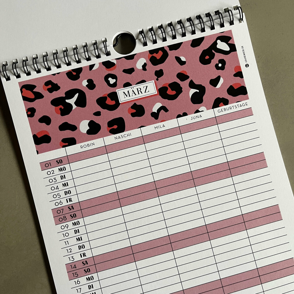 Familienkalender 2026 personalisiert , Wandkalender A4/A3 mit Namen, 1-6 Spalten - Image 7