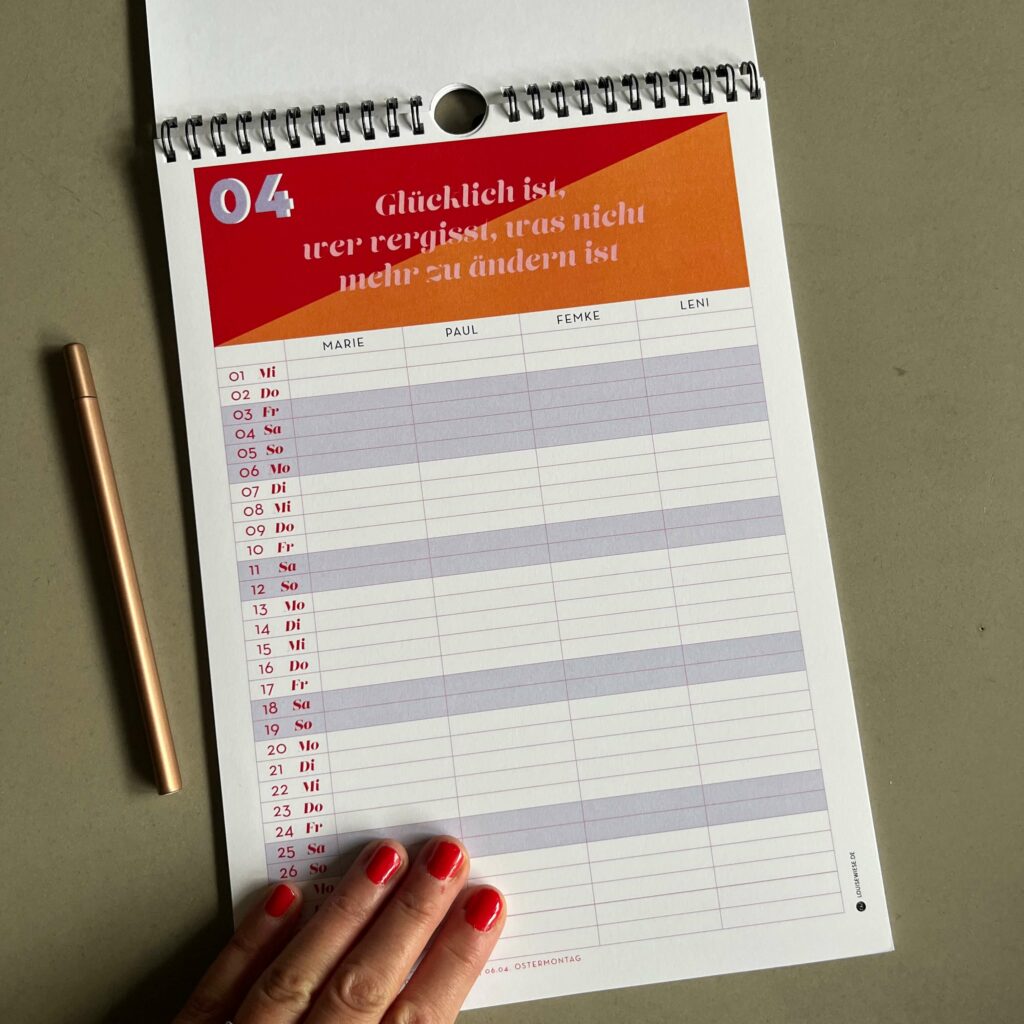 Familienkalender 2026 personalisiert , Wandkalender A4/A3 mit Namen, 1–6 Spalten - Image 5