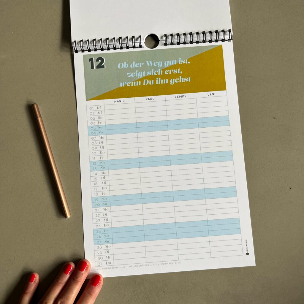 Familienkalender 2026 personalisiert , Wandkalender A4/A3 mit Namen, 1–6 Spalten - Image 6