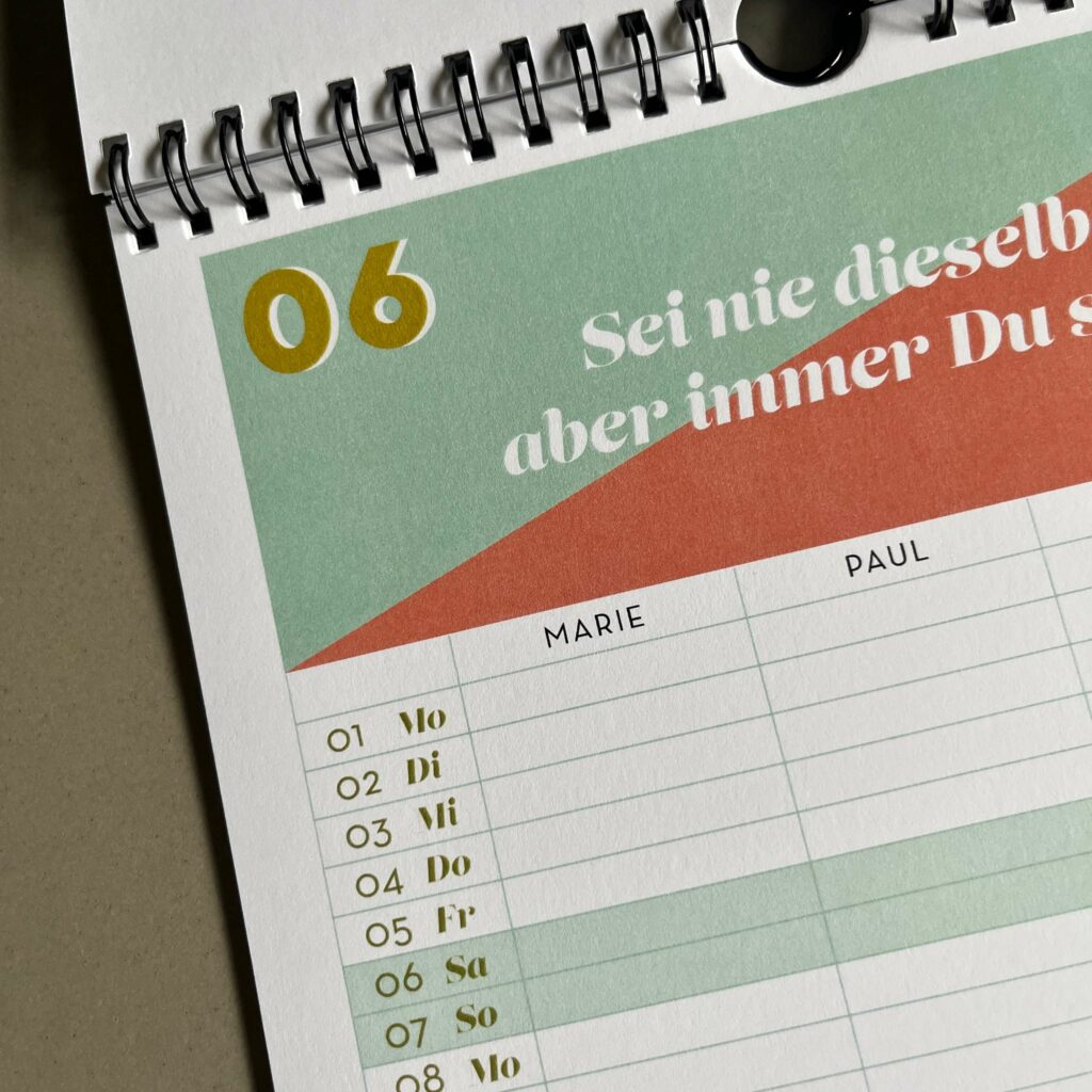 Familienkalender 2026 personalisiert , Wandkalender A4/A3 mit Namen, 1–6 Spalten - Image 4