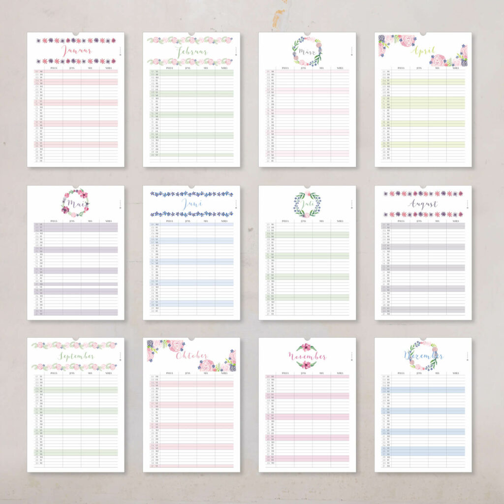 Familienkalender 2026 personalisiert , Wandkalender A4/A3 mit Namen, 1–6 Spalten - Image 3