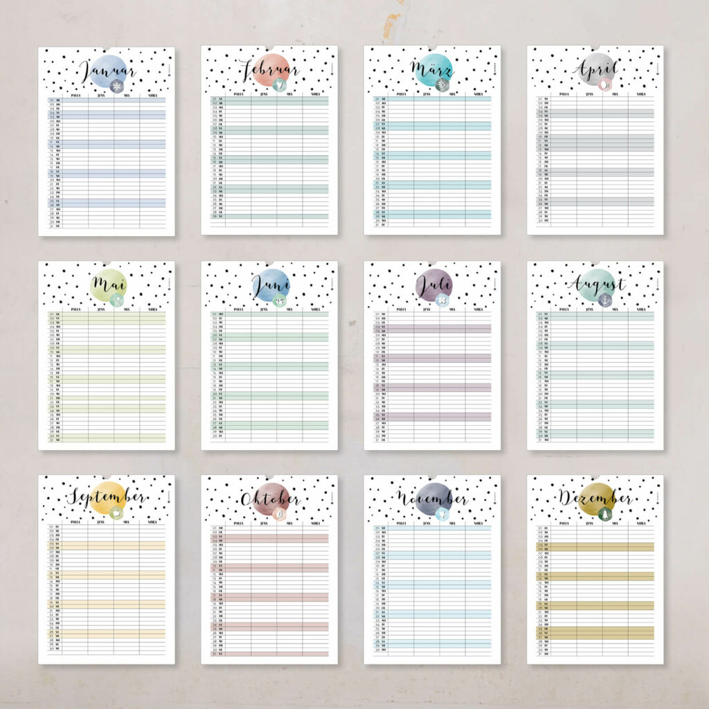 Familienkalender 2026 personalisiert , Wandkalender A4/A3 mit Namen, 1–6 Spalten - Image 3