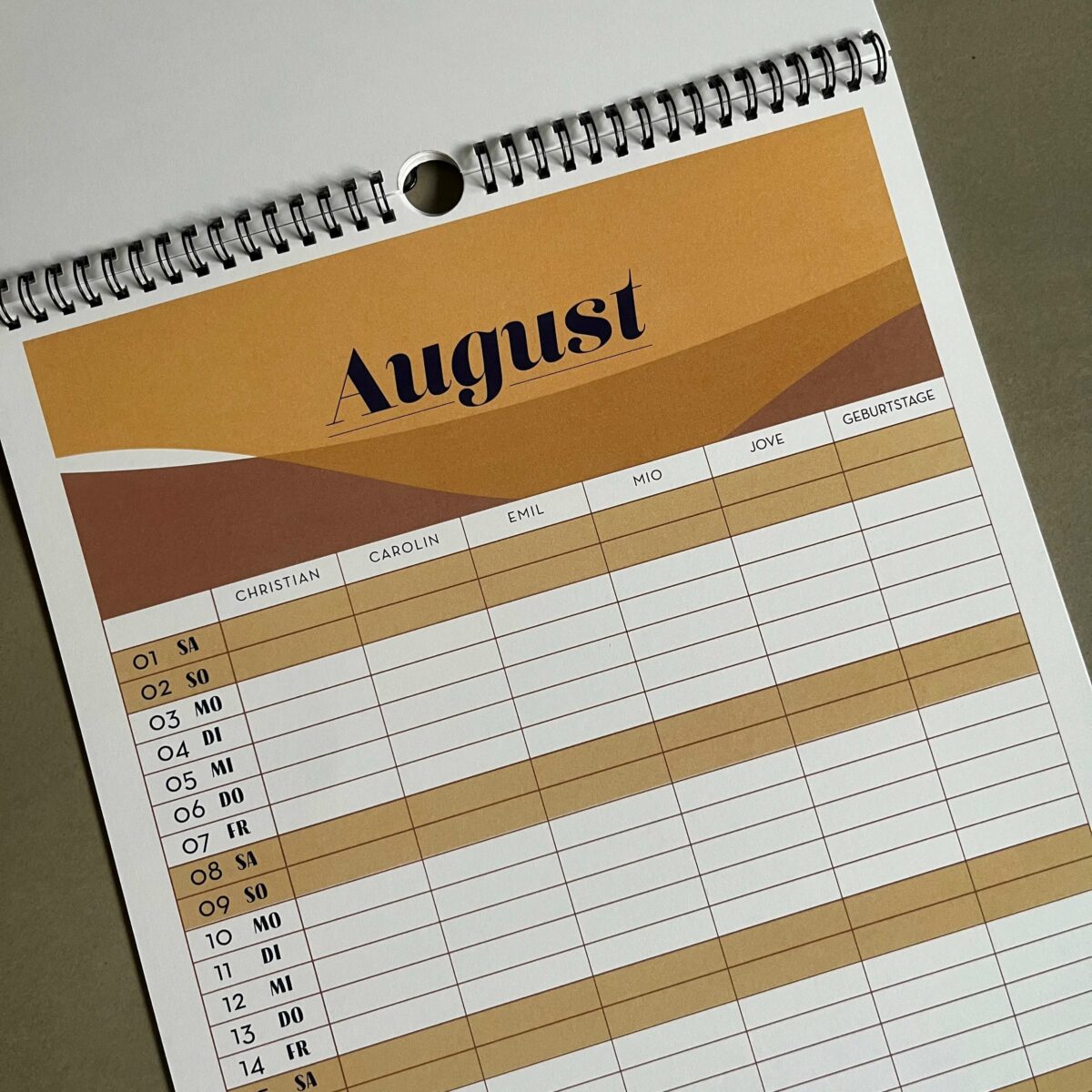 Familienkalender 2026 personalisiert , Wandkalender A4/A3 mit Namen, 1-6 Spalten - Image 6