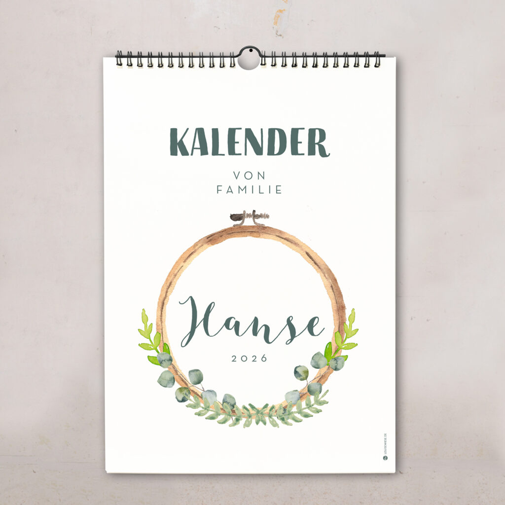 Familienkalender 2026 personalisiert , Wandkalender A4/A3 mit Namen, 1–6 Spalten