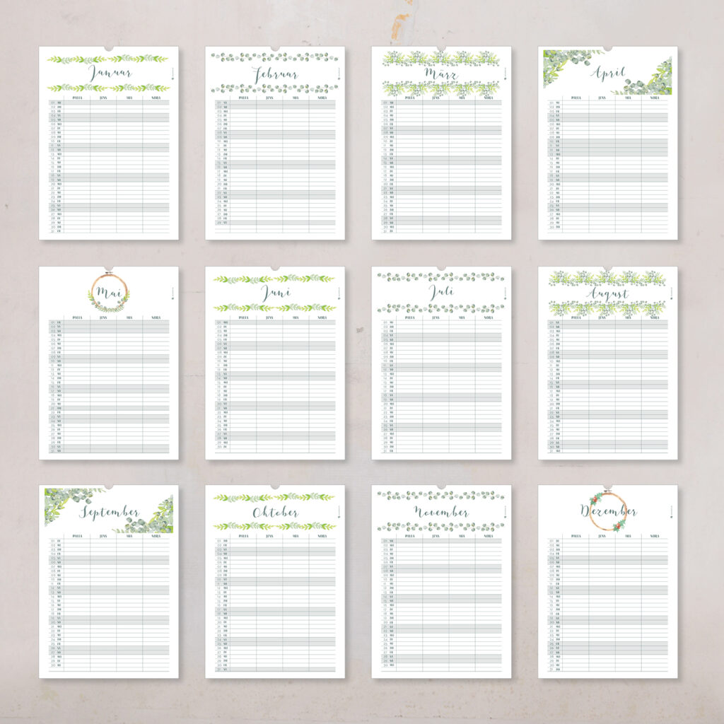 Familienkalender 2026 personalisiert , Wandkalender A4/A3 mit Namen, 1–6 Spalten - Image 3