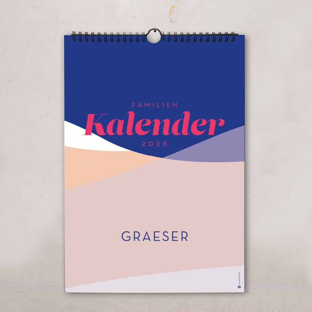 Familienkalender 2026 personalisiert , Wandkalender A4/A3 mit Namen, 1–6 Spalten