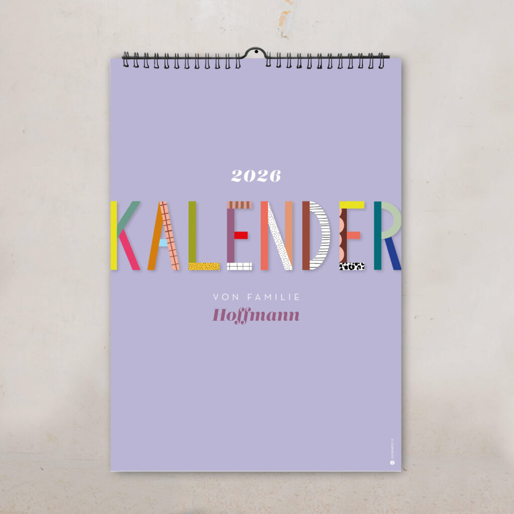 Familienkalender 2026 personalisiert , Wandkalender A4/A3 mit Namen, 1–6 Spalten